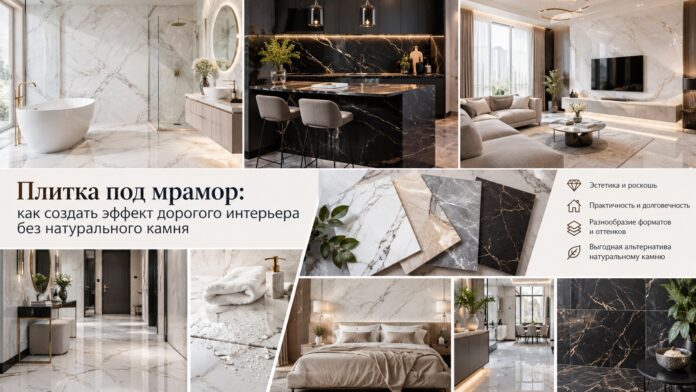 Плитка под мрамор: как создать эффект дорогого интерьера без натурального камня