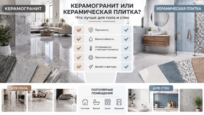 Керамогранит или керамическая плитка: что лучше для пола и стен